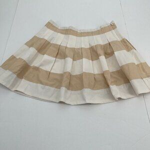 GAP Womens Skirt 4 Beige White Pleated Schoolgirl Zipper Casual Short Mini Prep